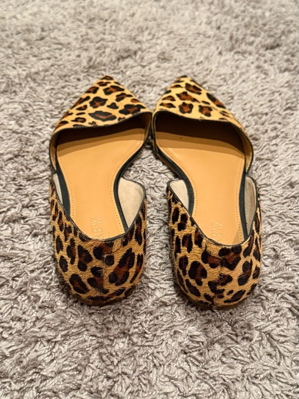 J. Crew Zoe D'Orsay Leopard Print Calf Hair Pointed-Toe Flats